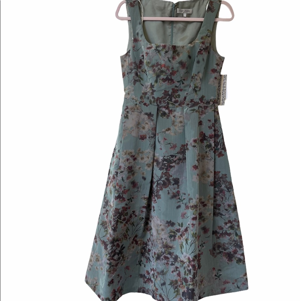 Kay Unger Sleeveless Floral Mid Calf Dress - Picture 2 of 11